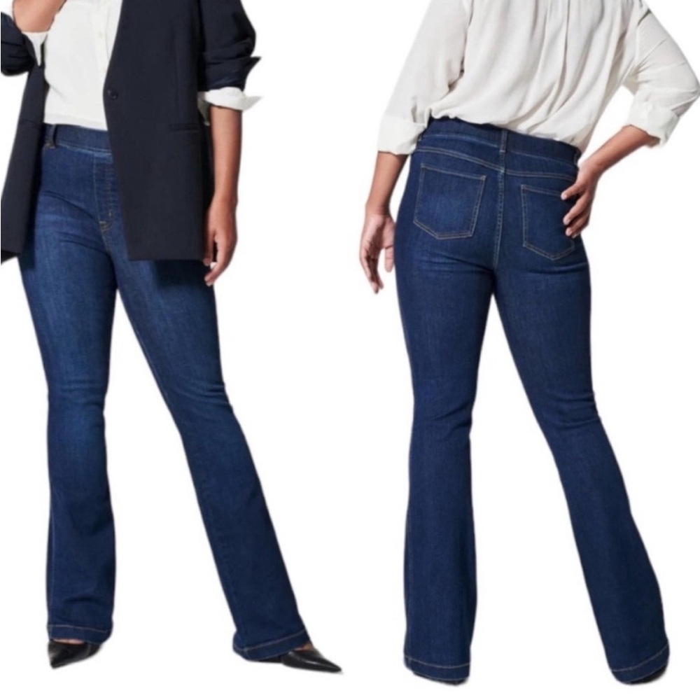 Spanx | Flare Midnight Shade Pull-on Stretch Jeans | 20327Q | Women’s Large - Picture 5 of 11